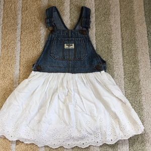 Oshkosh jean overall dress eyelet skirt